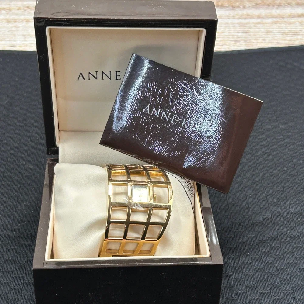 Anne Klein New York Gold Tone Cage Cuff Watch Swiss‎ 732S/2 12/1326 Never Worn